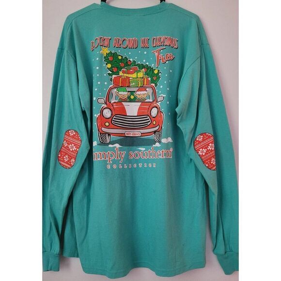 Simply Southern Christmas Long Sleeve T-Shirt Blue Women's Size Large - Picture 4 of 7